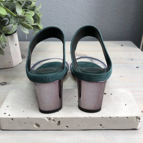 Anthropologie Vicenza Caracas Green Slip On Heels - Picture 3 of 5